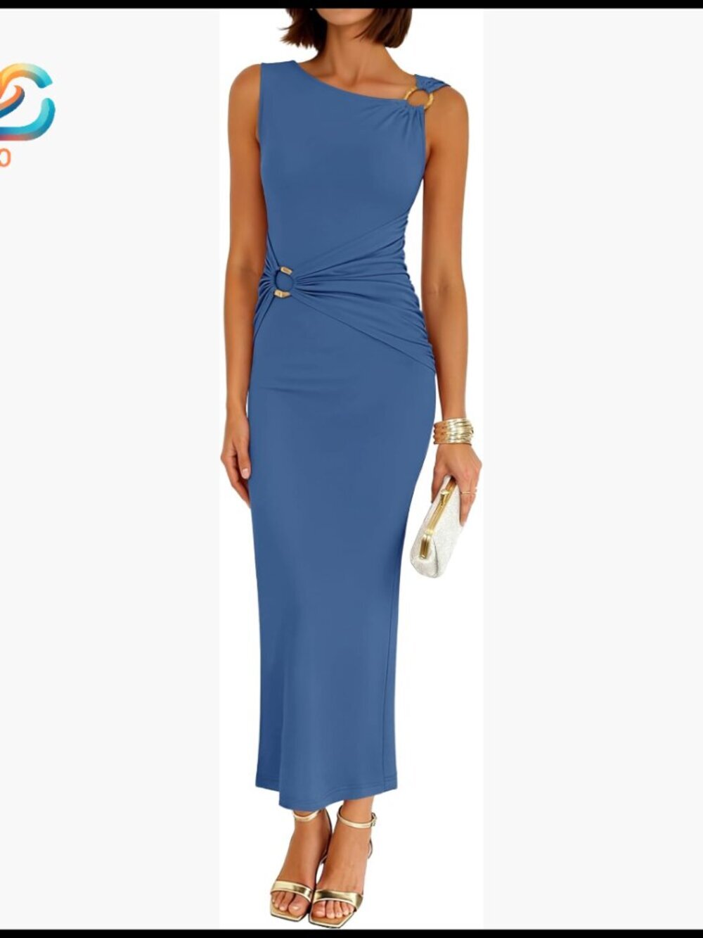 Sleeveless Bodycon Maxi Dress Ruched Formal Cocktail Long Dresses